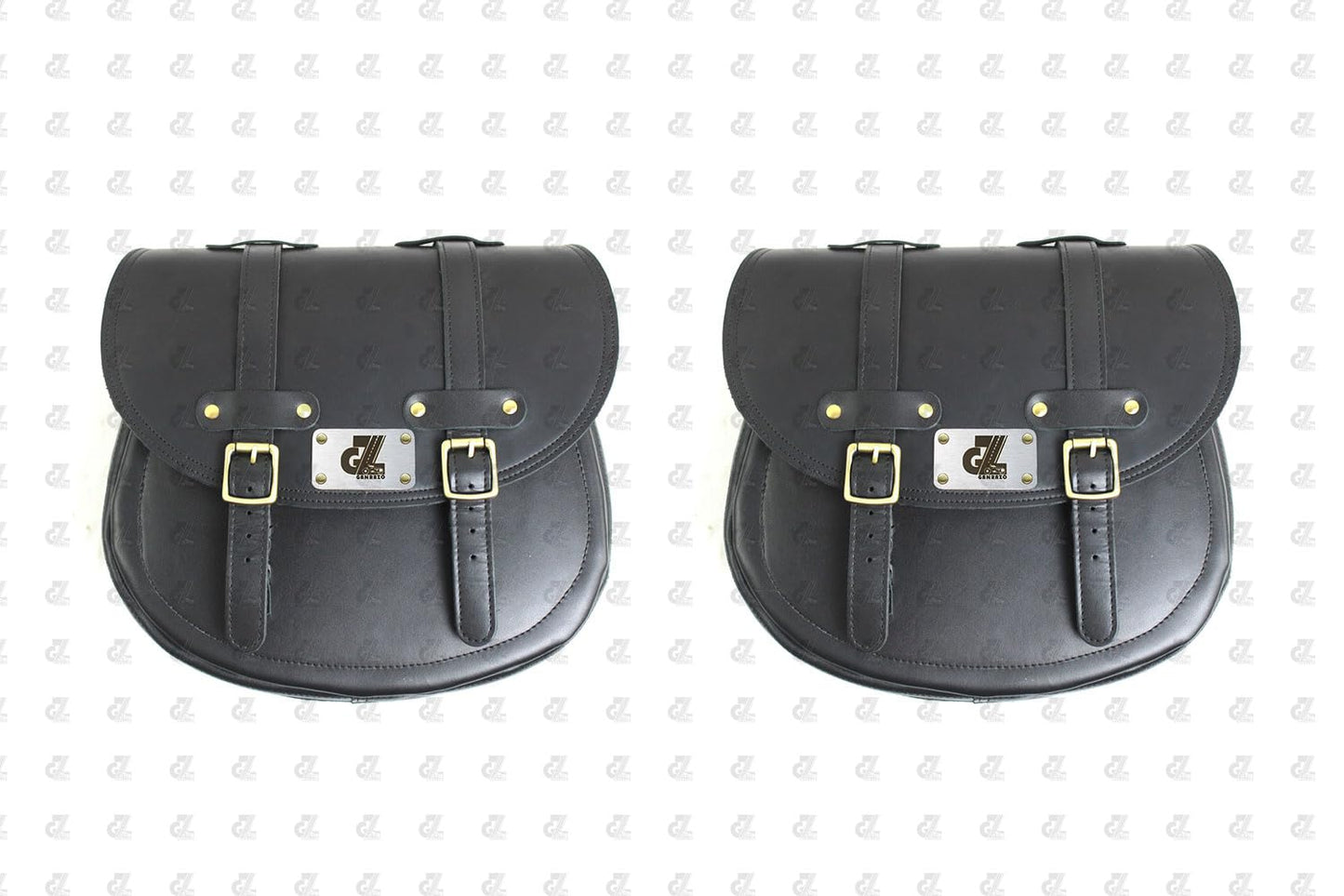Black Leather Saddle Bag with Saddle Stay Pair for Meteor 350