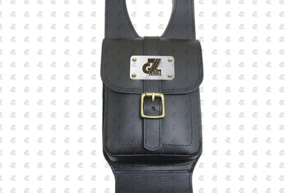 Black Leather Tank Strap Bag for Royal Enfield Classic Reborn 350