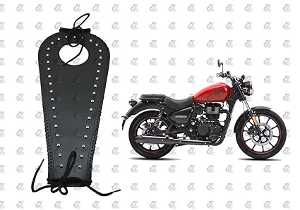 Black Leather Tank Strap Bag for Royal Enfield Meteor 350