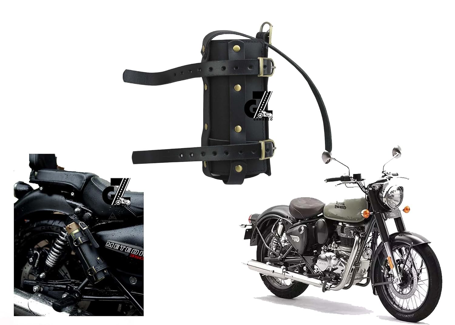 Black Leather Water Bottle Holder for Universal Motorcycle