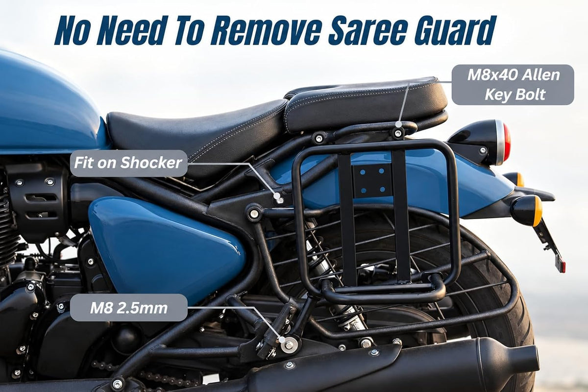Black Premium Saddle Stay/Luggage Carrier Pair Right & Left Both Side Compatible with Royal Enfield Shotgun 650 All Models
