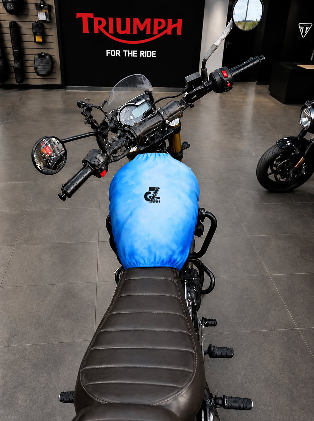 Motorcycle Fuel Tank Cover Dual Shade - Premium Elastic Dustproof & Scratch-Resistant Protector for Triumph Speed 400/400 T4, Scrambler 400 X/XC, Tracker & Thruxton 400 All Models, Blue