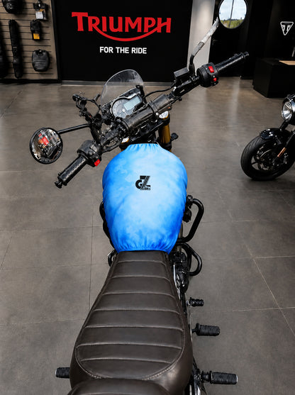 Motorcycle Fuel Tank Cover Dual Shade - Premium Elastic Dustproof & Scratch-Resistant Protector for Triumph Speed 400/400 T4, Scrambler 400 X/XC, Tracker & Thruxton 400 All Models, Blue
