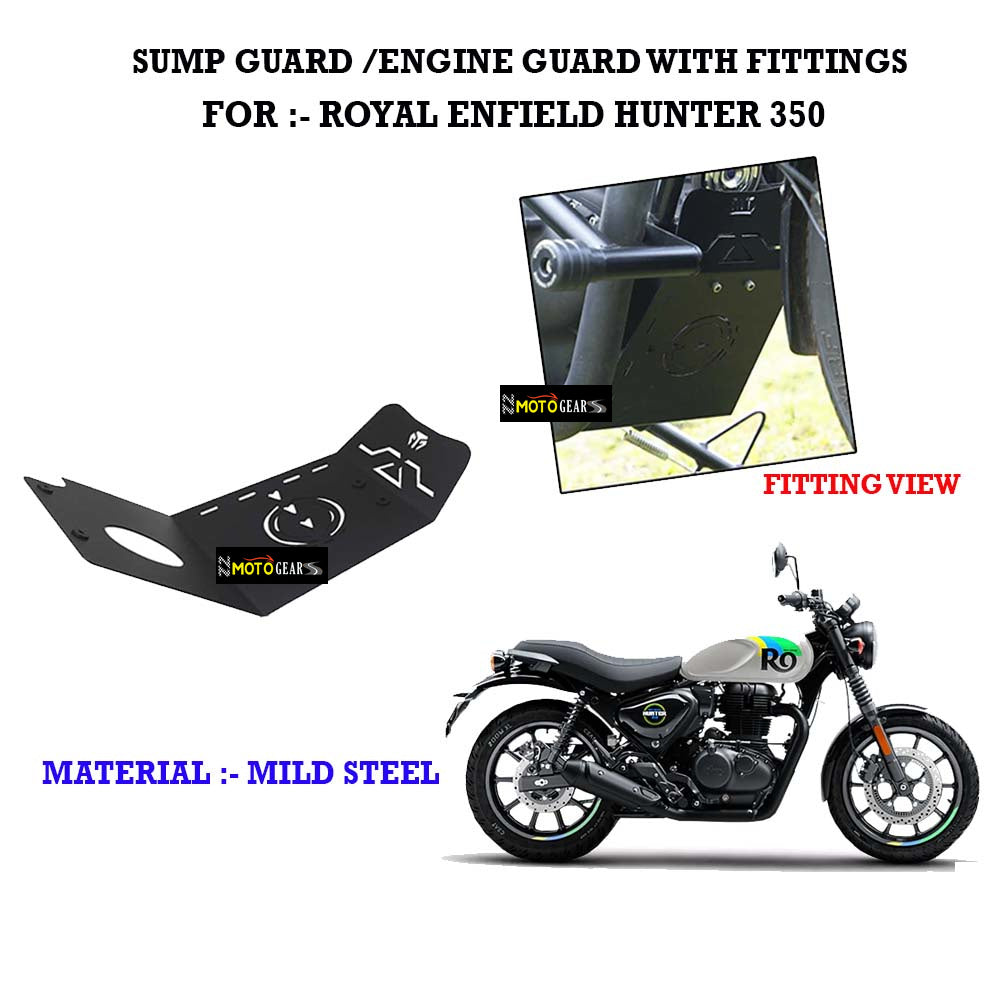 Moto Torque Sump Guard /Engine Guard With Fittings For Royal Enfield Hunter 350