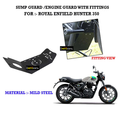 Moto Torque Sump Guard /Engine Guard With Fittings For Royal Enfield Hunter 350