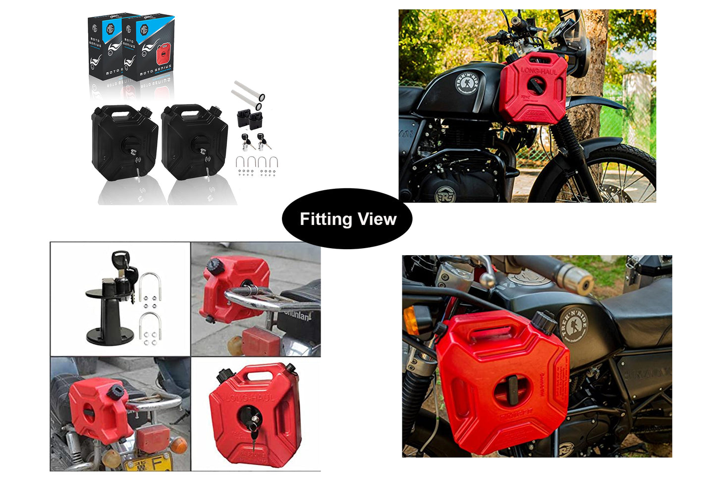 Universal 5 Liter Fuel Jerry Can 1 Pair Black For Universal Motorcycle Fuel Container Heavy Duty construction for Petrol/diesel/kerosene Storage