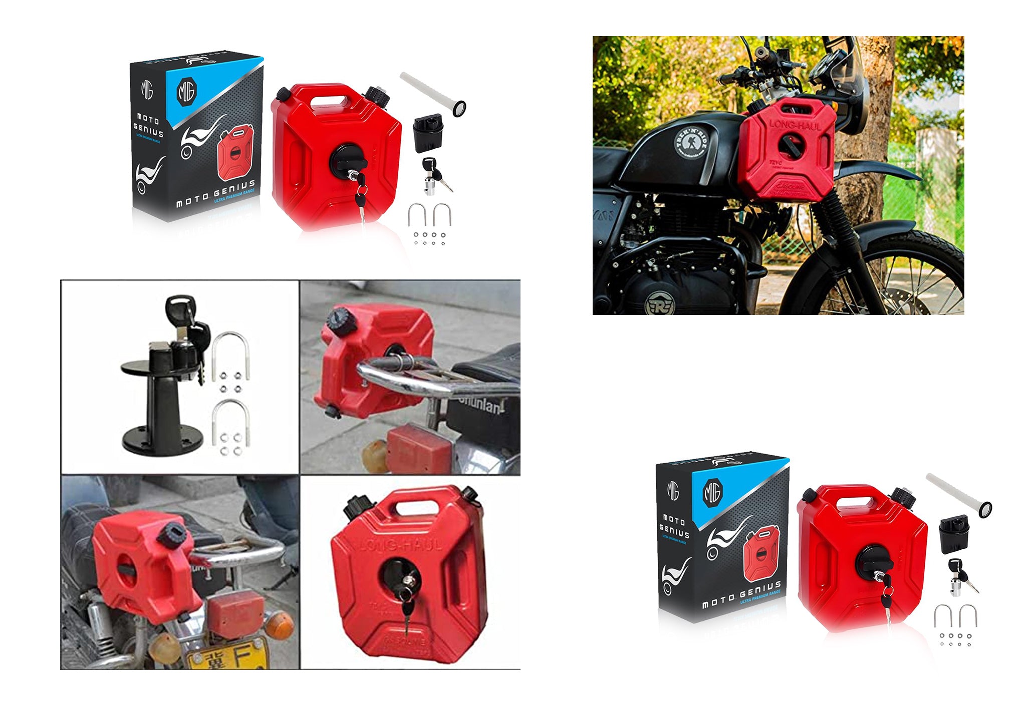 Universal 5 Liter Fuel Jerry Can 1 Pair Red For Universal Motorcycle Fuel Container Heavy Duty construction for Petrol/diesel/kerosene Storage