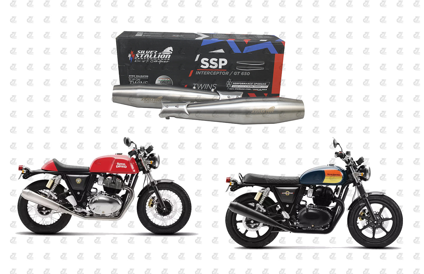 Stallion Performance Silencer Exhaust Silver Brushed  For Interceptor & Continental GT 650 TWIN