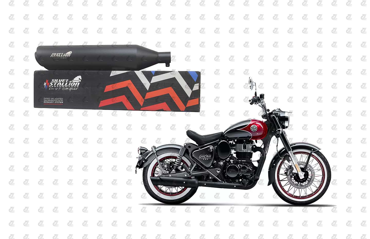 Silver Stallion Performance Silencer Exhaust Black For Royal Enfield Classic Goan 350