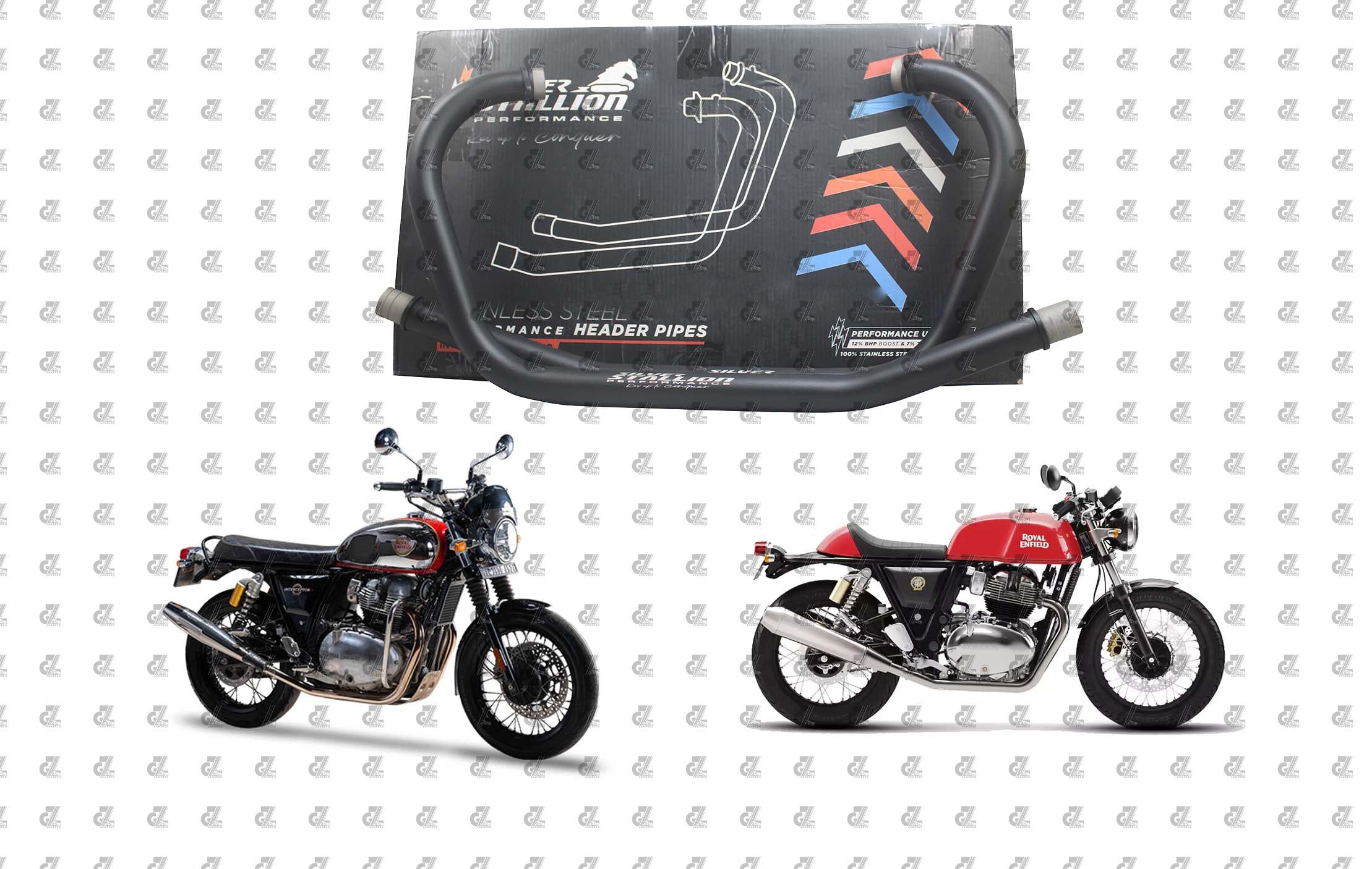 SILVER STALLION PERFORMANCE BEND PIPES BLACK FOR ROYAL ENFIELD INTERCEPTOR / GT 650