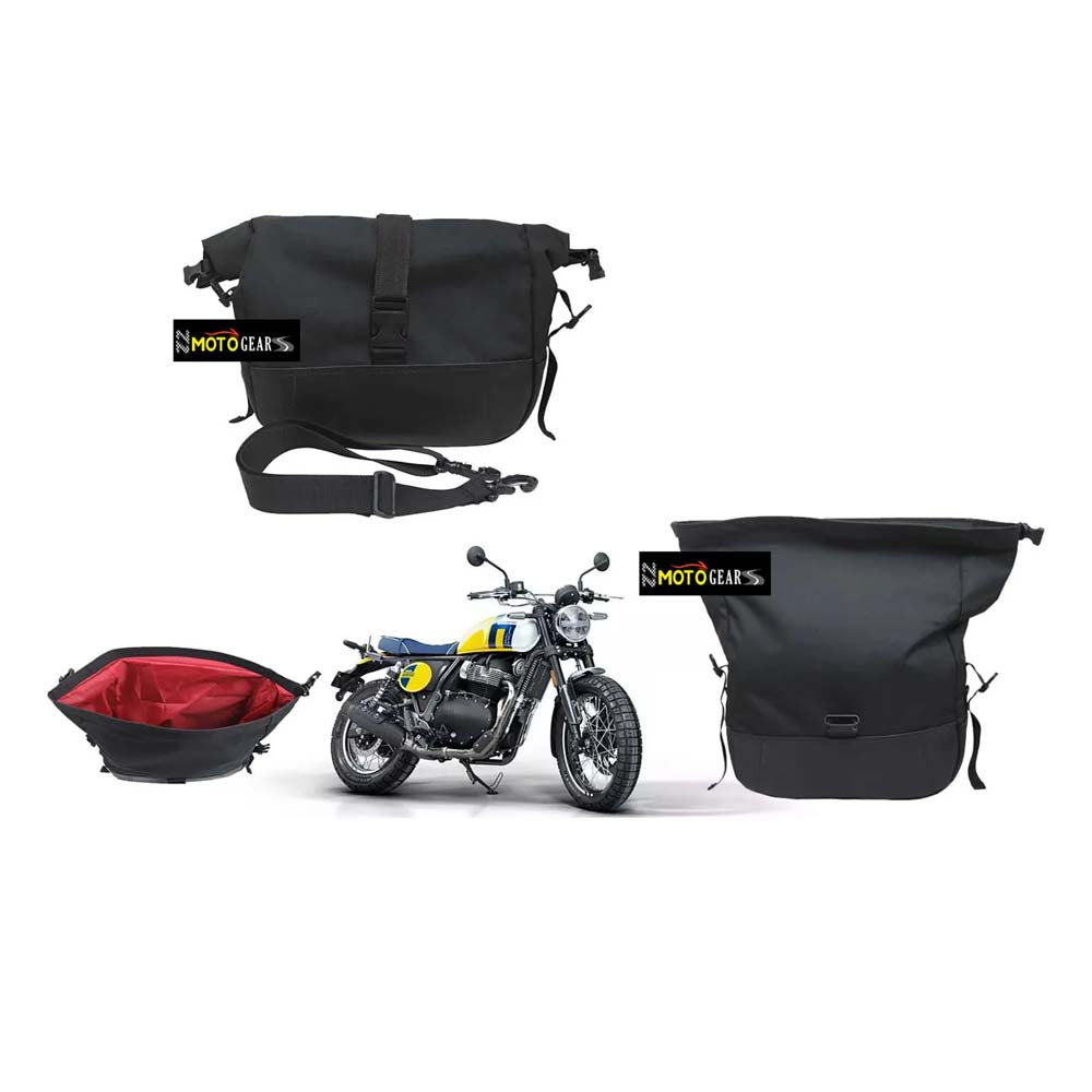 Black Soft Panniers Bags Pair Compatible With Royal Enfield Bear 650