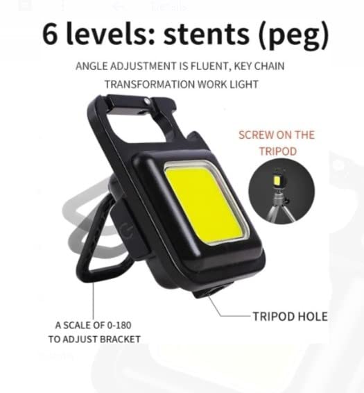Cob Keychain Work Light -Keychain Flashlights,  Mini Flashlight Keychain with Folding Bracket Bottle Opener and Magnetic Base