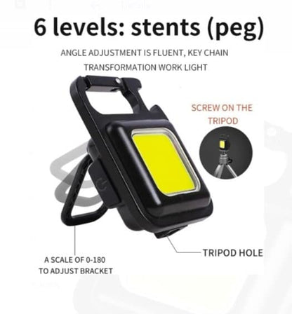 Cob Keychain Work Light -Keychain Flashlights,  Mini Flashlight Keychain with Folding Bracket Bottle Opener and Magnetic Base