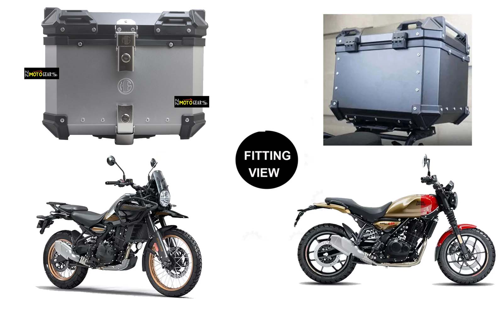 Silver Aluminum Luggage Top Box 45 LTR Compatible With Universal Motorcycle
