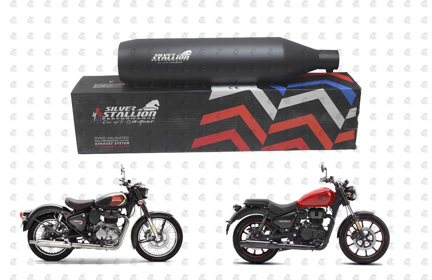Silver Stallion Performance Silencer Exhaust Sporty  Black For Royal Enfield Meteor & New Classic 350