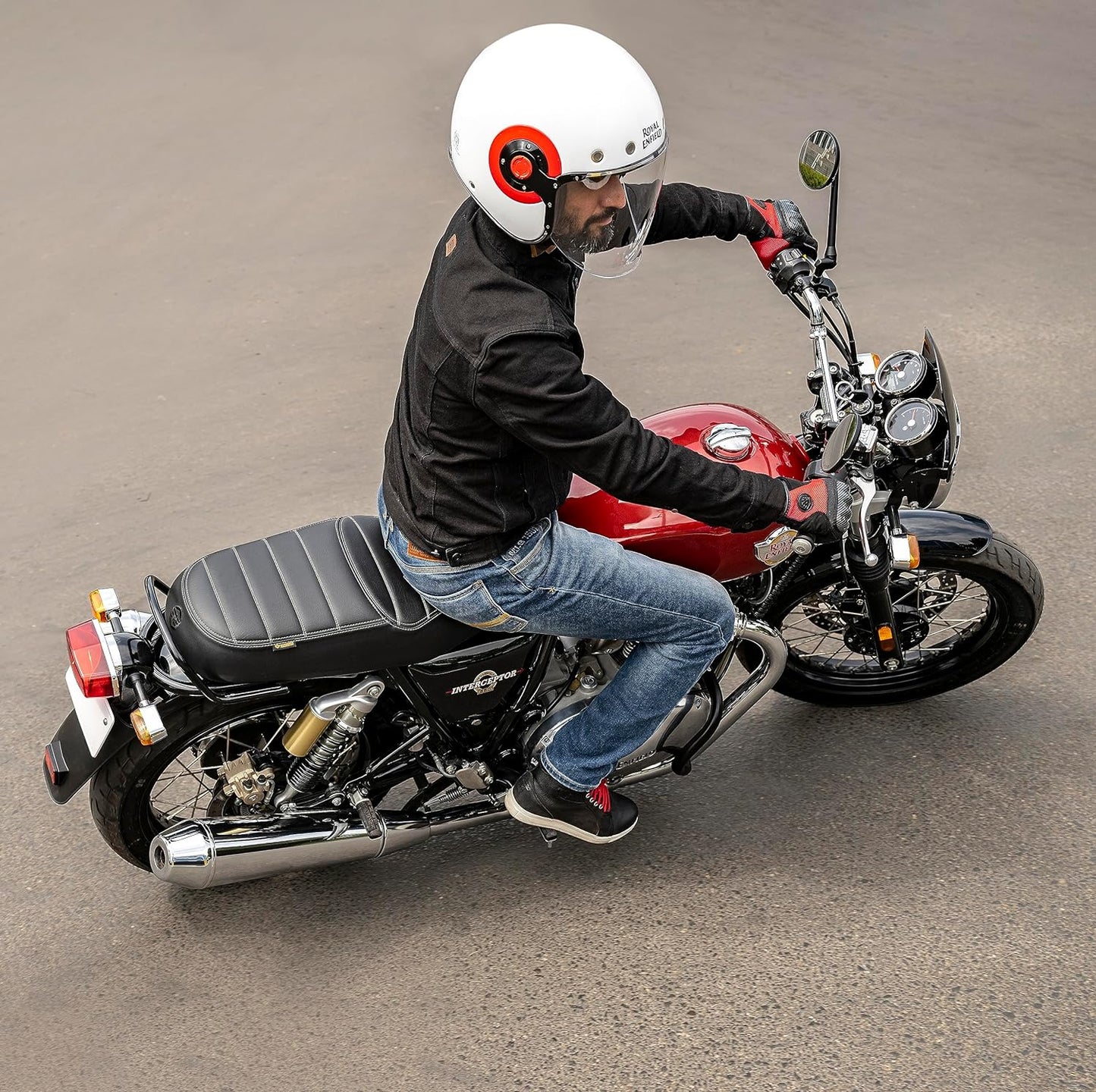 Royal Enfield Black Deluxe Touring Dual Seat for Interceptor 650