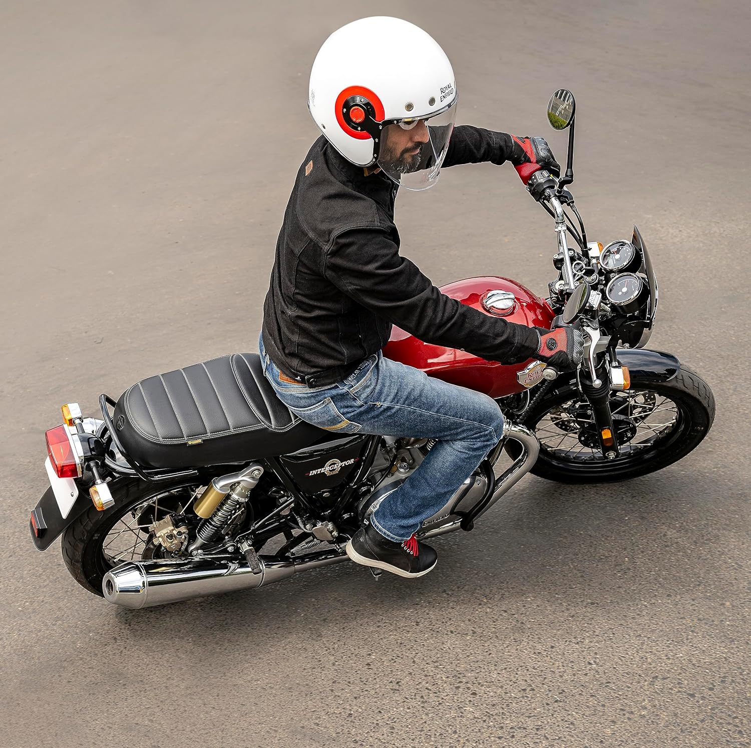 Royal Enfield Black Deluxe Touring Dual Seat for Interceptor 650