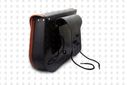 DOM Leather Bag Black with TAN Color Pair Left & Right Side Universal Motorcycle