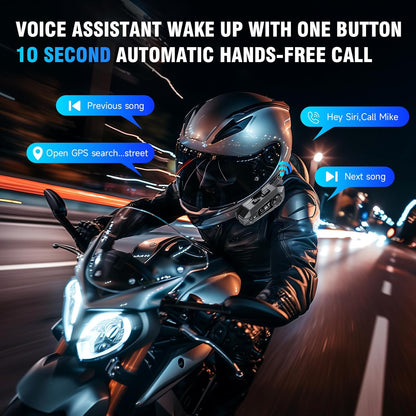 EDYELL A1 FM Radio Motorcycle Bluetooth Headsets, Smart LED Display Helmet Bluetooth, HD Calling and HiFi Music, IP67 Waterproof Helmet Headset, Compatible with All Helmets