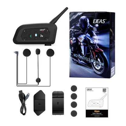EJEAS V6 Pro Helmet Intercom Communication System V6 Motorcycle Bluetooth On Ear Headphones Connect Up to 6 Riders