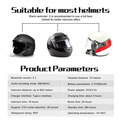 EJEAS V6 Pro Helmet Intercom Communication System V6 Motorcycle Bluetooth On Ear Headphones Connect Up to 6 Riders