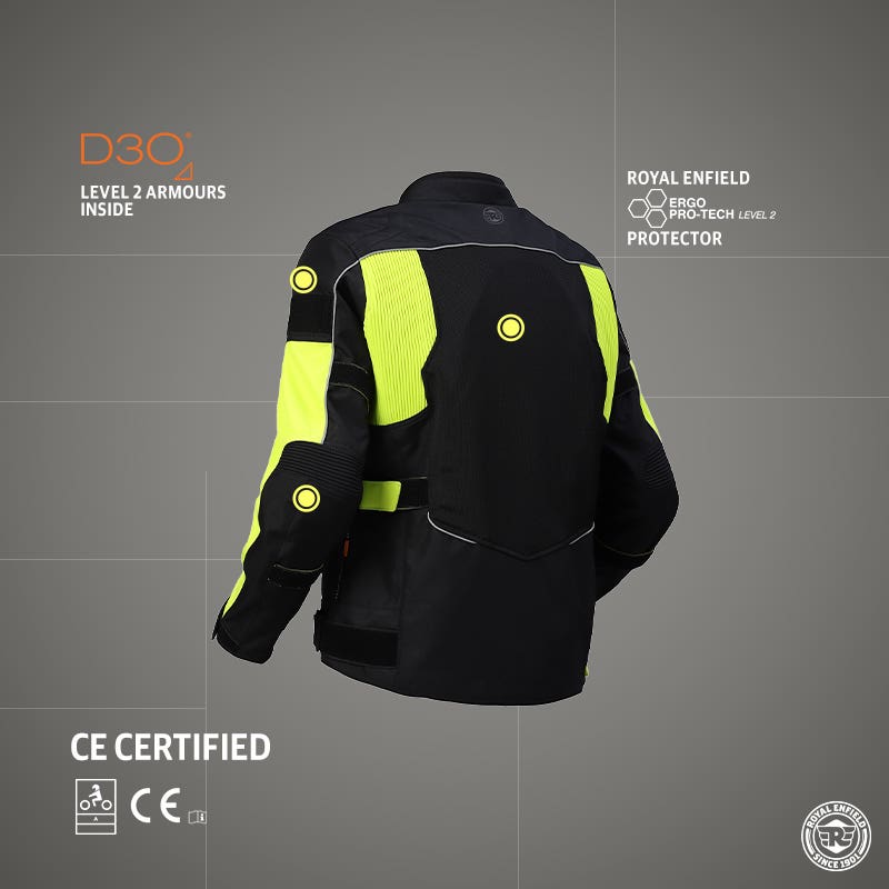 ROYAL ENFIELD EXPLORER V4 PRO RIDING JACKET NEON GREEN