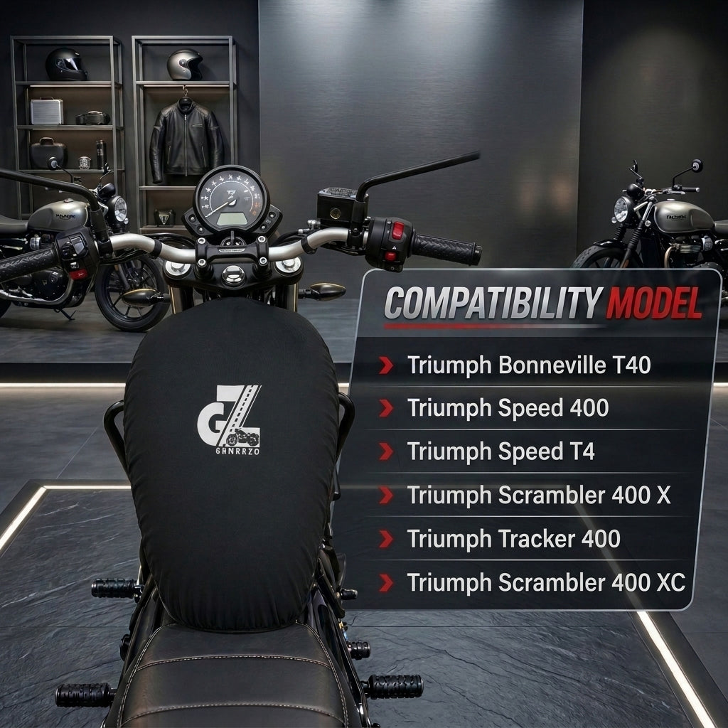 Motorcycle Fuel Tank Cover - Premium Elastic Dustproof & Scratch-Resistant Protector for Triumph Speed 400/400 T4, Scrambler 400 X/XC, Tracker & Thruxton 400 All Models, Black