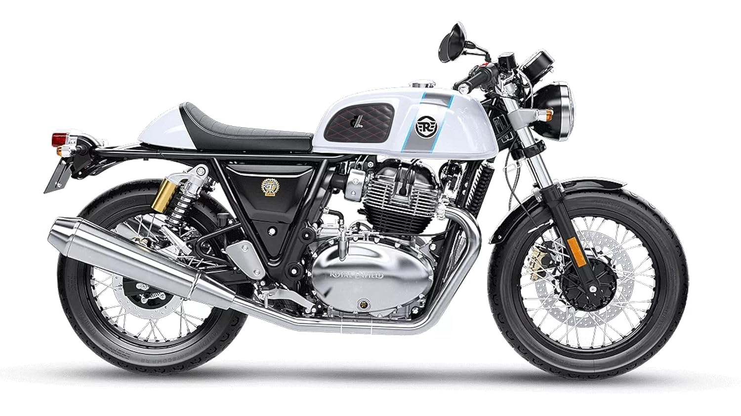 Genuine Leather Daimond Black Tank Pad with Red Thread Combo Handgrip Straps Pair Dark Brown Compatible with Royal Enfield Continental Gt 650