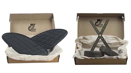 Genuine Leather Diamond Black Tank Pads with Black Thread Combo Head Lamp X Perforated & Handgrip Straps Pair Olive Compatible With Royal Enfield Hunter 350