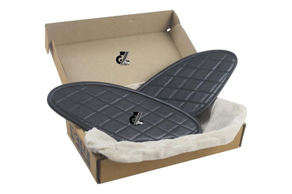 Genuine Leather Diamond Black Tank Pads with Red Thread Headlight X & Handgrip Straps Compatible With Royal Enfield Hunter 350