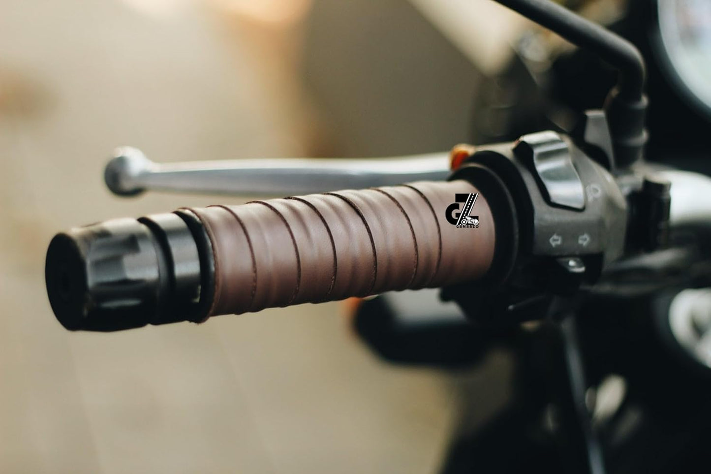 Genuine Leather Diamond Dark Brown Tank Pads with Brown Thread Combo Handgrip Straps Compatible with Royal Enfield Continental Gt 650