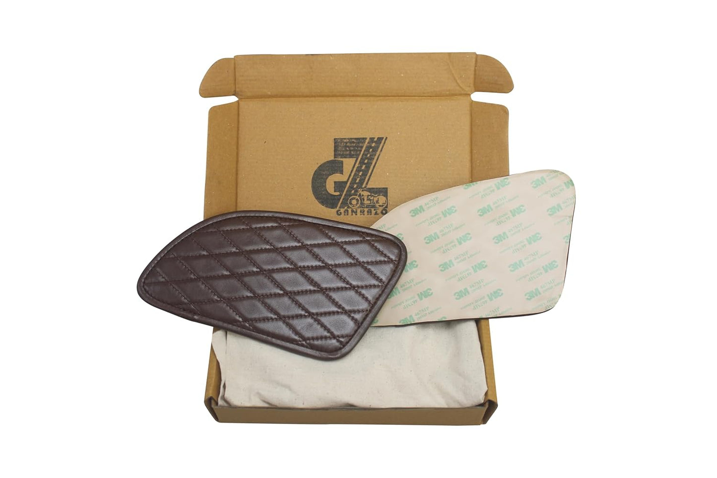 Genuine Leather Diamond Dark Brown Tank Pads with Brown Thread Compatible with Royal Enfield Continental GT 650