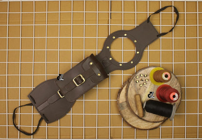 Genuine Leather Motorcycle Tank Strap with Pouch Compatible with Royal Enfield Meteor 350