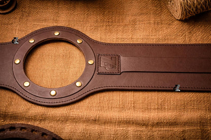 Genuine Leather Motorcycle Tank Strap with Pouch Compatible with Royal Enfield Meteor 350