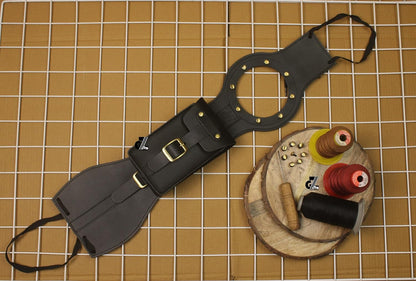 Genuine Leather Motorcycle Tank Strap with Pouch Compatible with Royal Enfield Interceptor & Bear 650