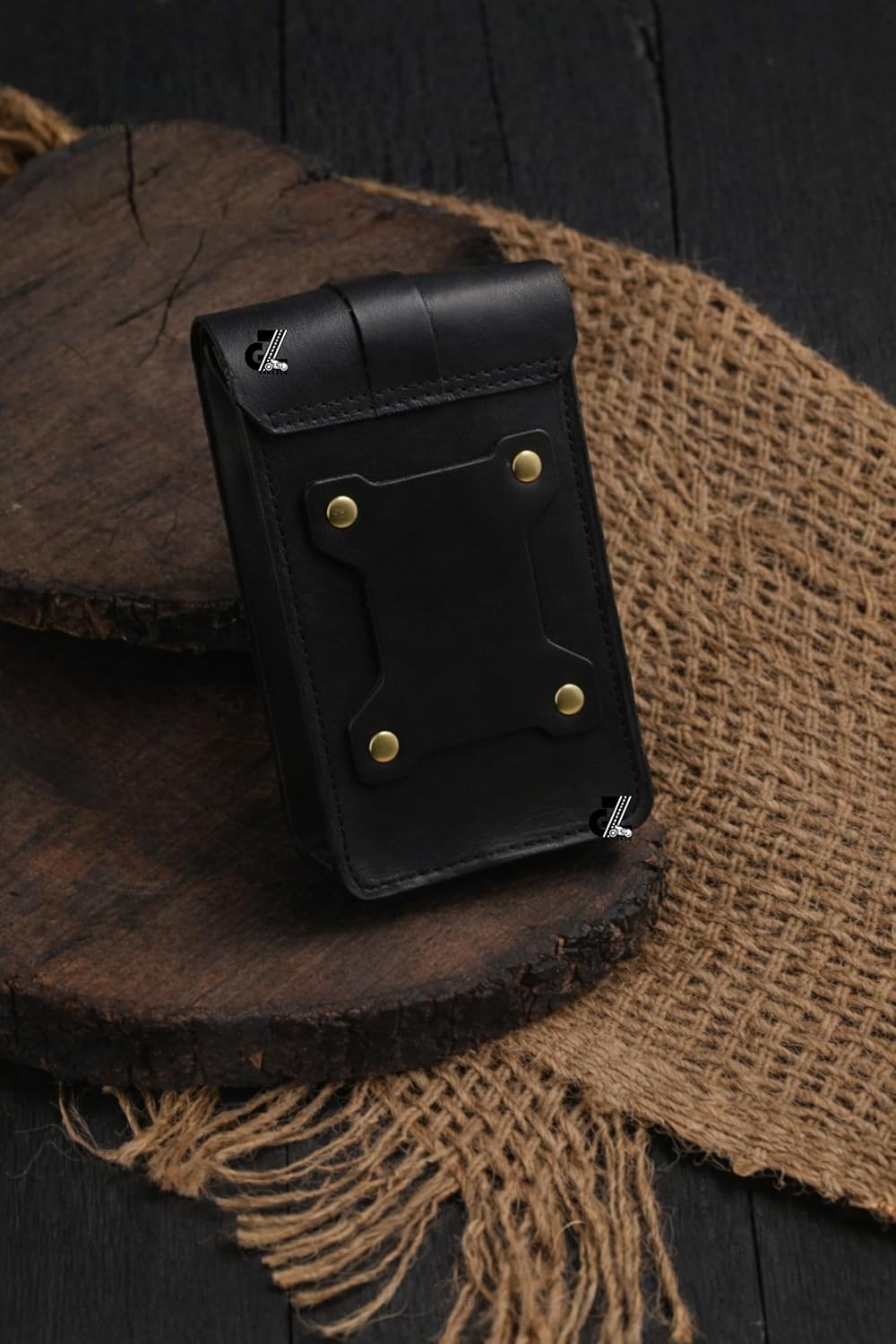 Genuine Leather Motorcycle Tank Strap with Pouch Compatible with Royal Enfield Interceptor & Bear 650