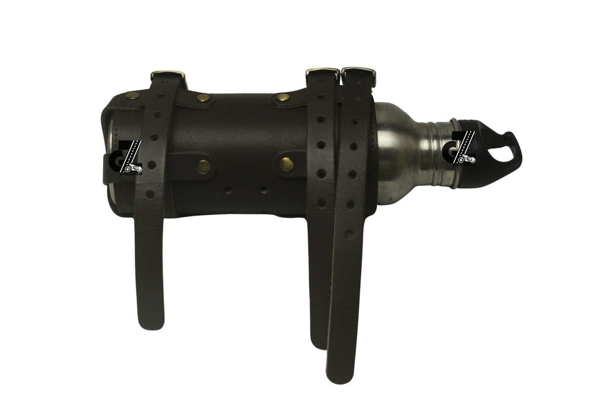 Genuine Leather Brown Water Bottle Holder for Universal Motorcycle