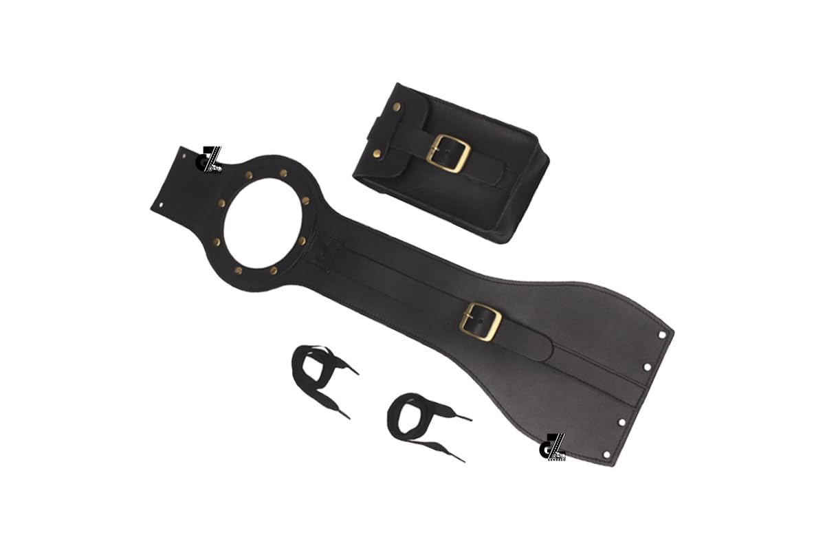 Genuine Leather Motorcycle Tank Strap with Pouch Compatible with Royal Enfield Interceptor & Bear 650