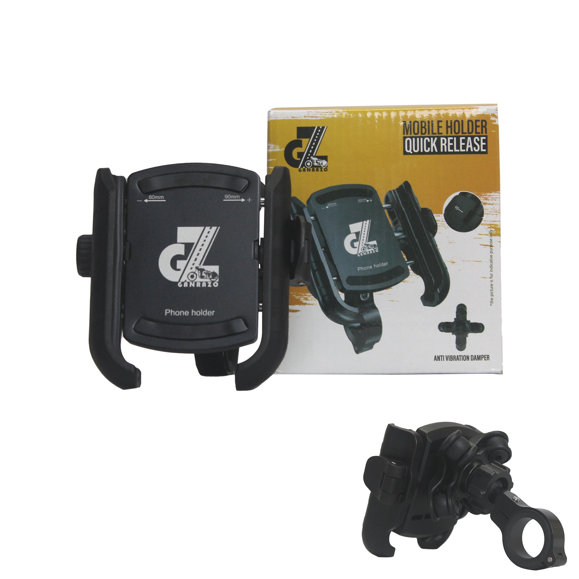 GZ Anti Vibration Damper with Quick Release 360° Rotation Waterproof Bike/Motorcycle/Scooter Mobile Phone Holder, Stand, Mount Ideal for Maps and GPS Navigation