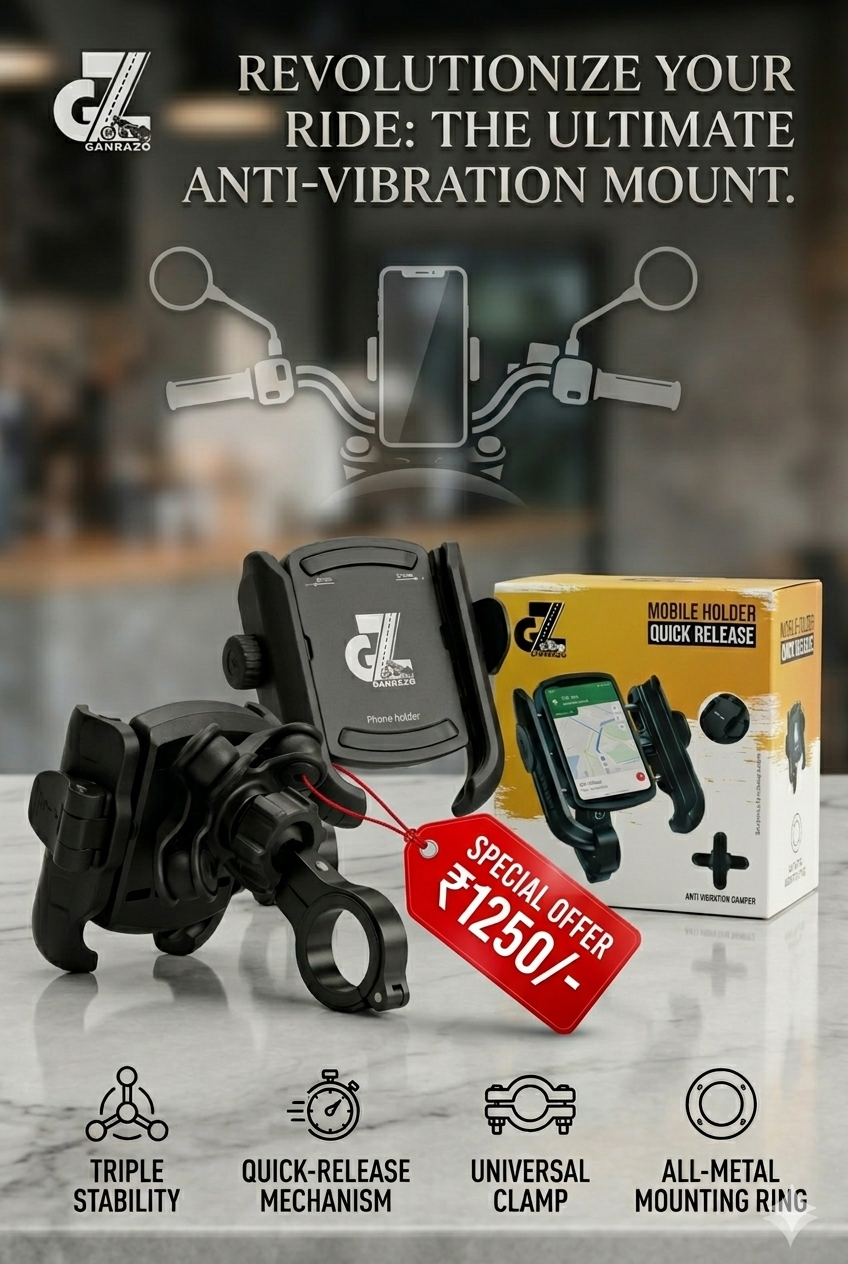 GZ Anti Vibration Damper with Quick Release 360° Rotation Waterproof Bike/Motorcycle/Scooter Mobile Phone Holder, Stand, Mount Ideal for Maps and GPS Navigation