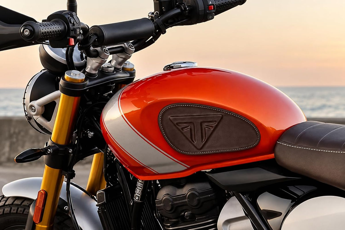 Genuine Leather Brown Tank Pads For Triumph Speed & Scrambler 400