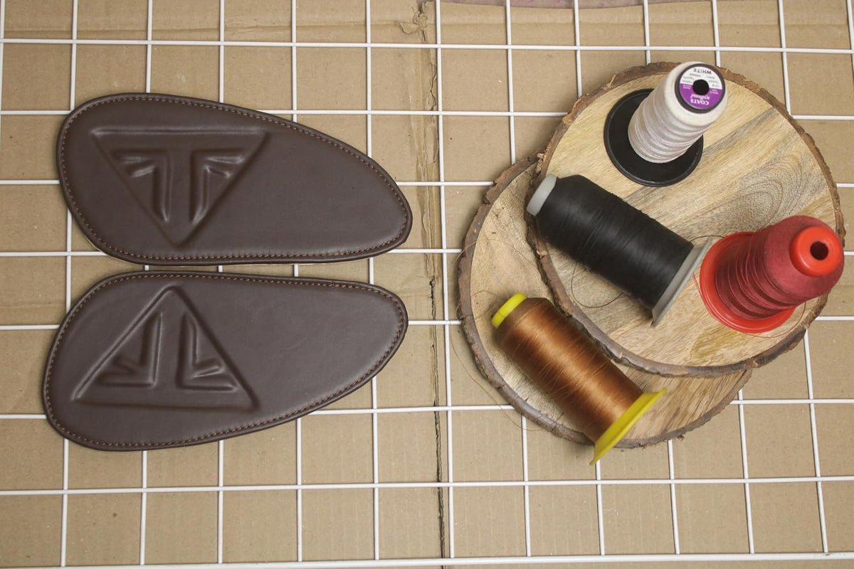 Genuine Leather Brown Tank Pads For Triumph Speed & Scrambler 400
