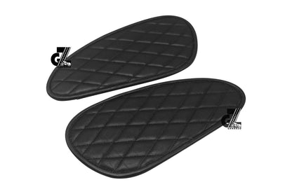 Genuine Leather Daimond Black Tank Pad with Black Thread Compatible with Triumph Speed & Scrambler 400