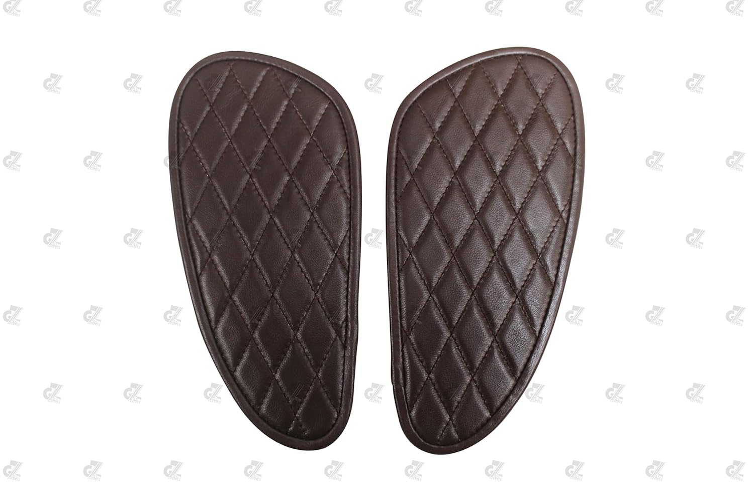 Genuine Leather Daimond Dark Brown Tank Pads with Brown Thread Compatible with Royal Enfield Bear 650