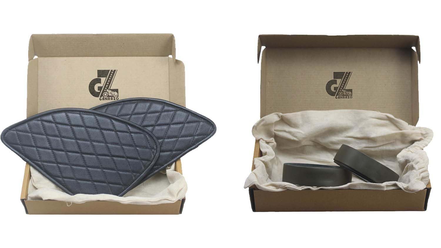 Genuine Leather Diamond Black Tank Pad with Black Thread Combo Handgrip Straps Pair Olive Compatible with Royal Enfield Himalayan 411