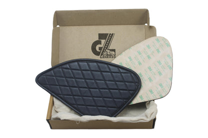 Genuine Leather Diamond Black Tank Pad with Black Thread Combo Headlight X & Handgrip Straps Dark Brown Compatible With Royal Enfield Himalayan 411