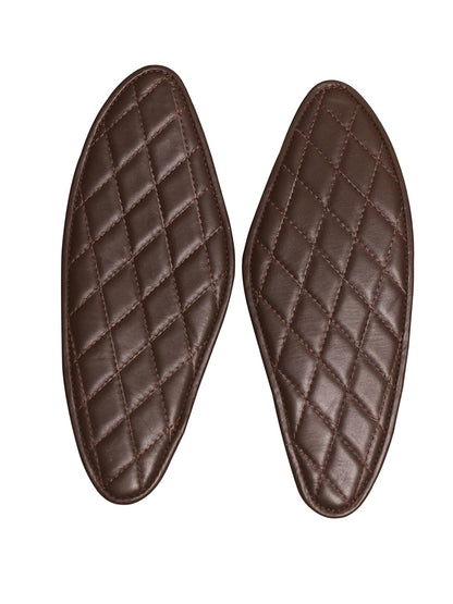 Genuine Leather Diamond Brown Tank Pads For Royal Enfield Hunter 350