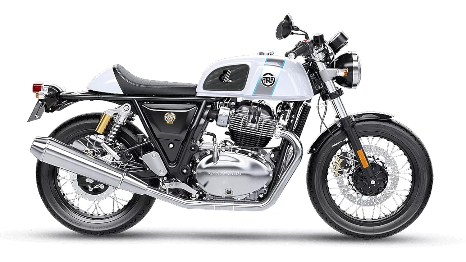 Genuine Leather Dimand Black Tank Pad with Black Thread Combo Handgrip Straps Pair Compatible with Royal Enfield Continental Gt 650