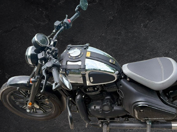 Genuine Leather Motorcycle Fuel Tank Straps Adjustable Compatible with Java Bobber 42 All Models