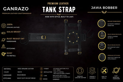 Genuine Leather Motorcycle Fuel Tank Straps Adjustable Compatible with Java Bobber 42 All Models